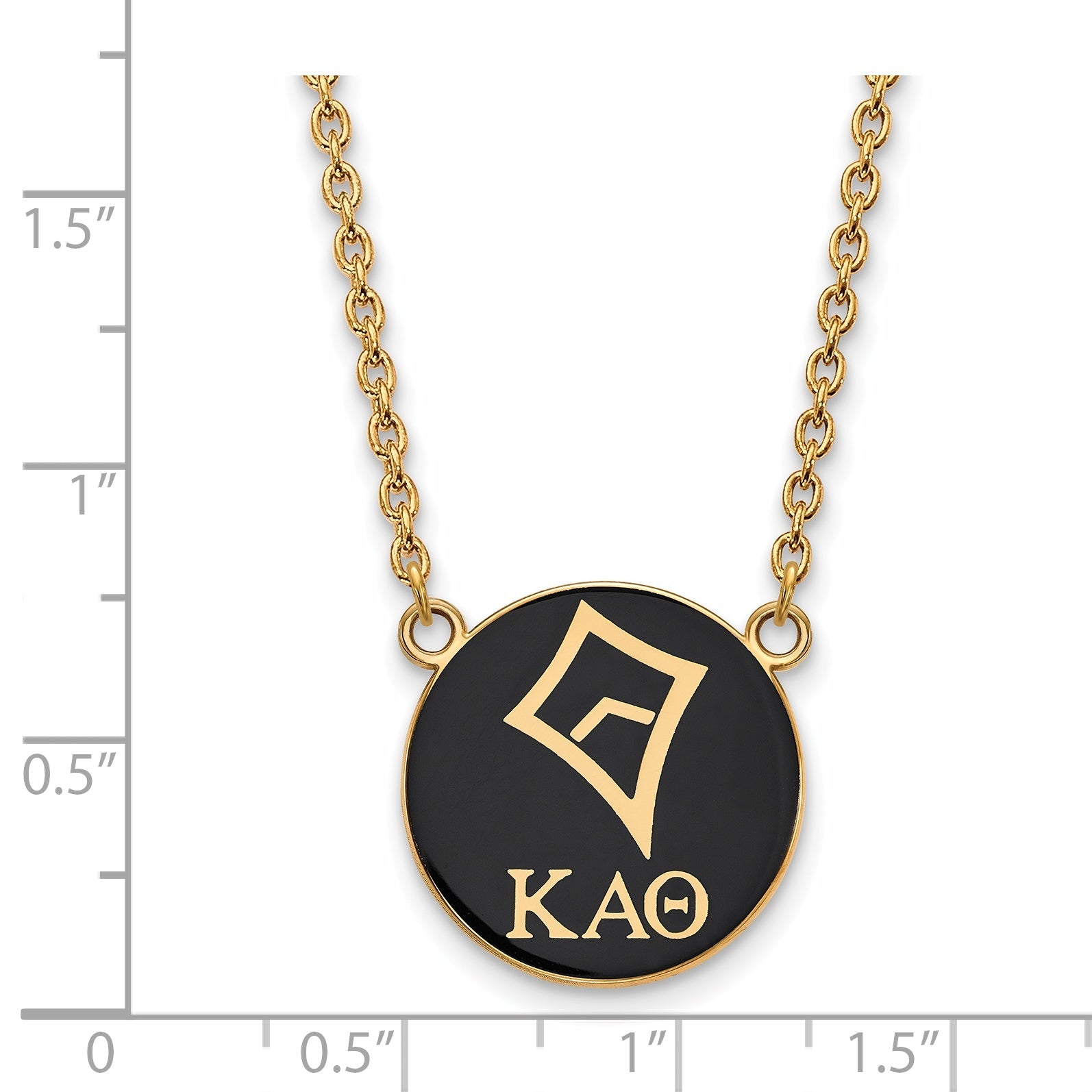 Gold Plated Sterling Silver Logoart Kappa Alpha Theta Sorority Symbol Large Color Enamel Pendant 18 Inch Necklace