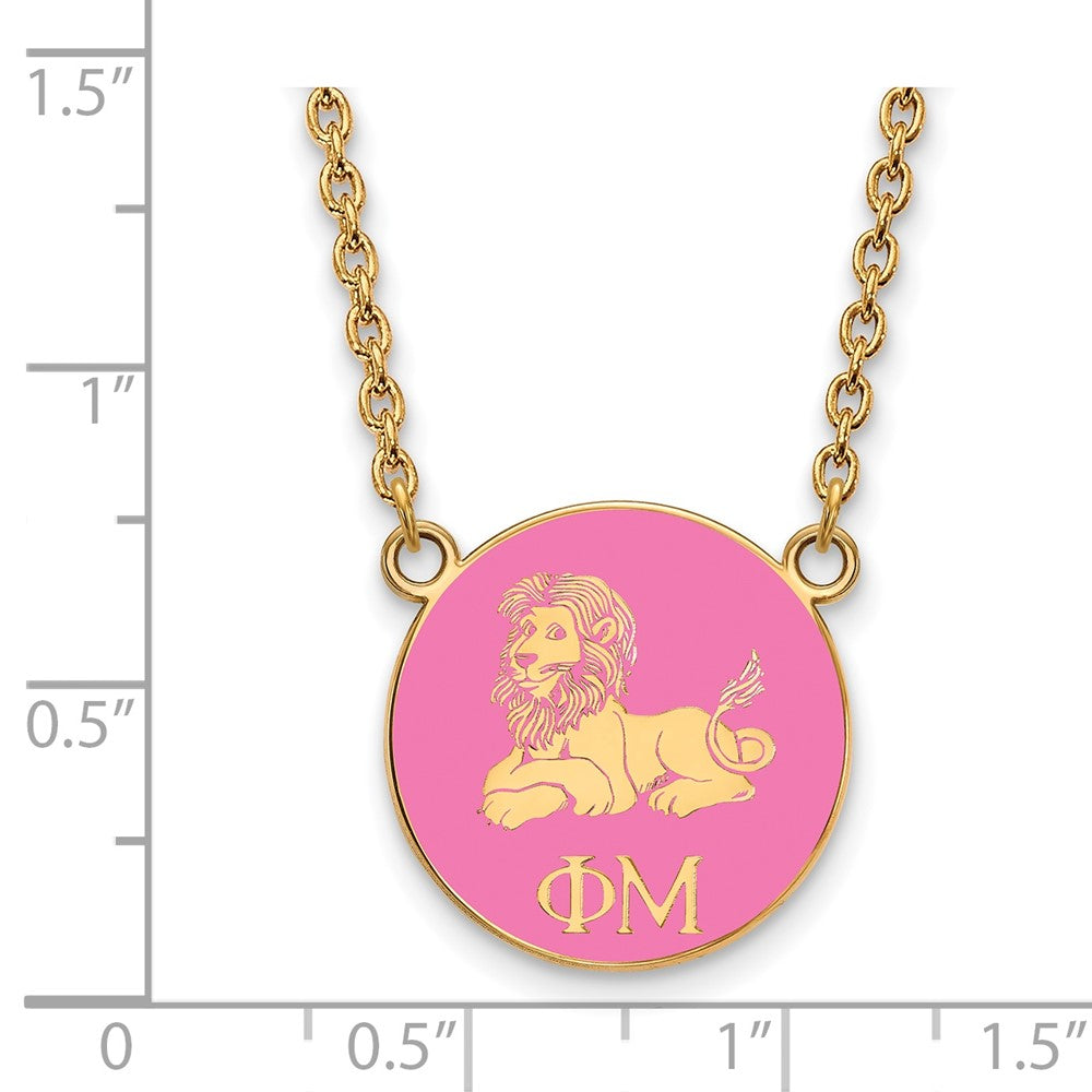 Gold Plated Sterling Silver Logoart Phi Mu Sorority Symbol Small Color Enamel Pendant 18 Inch Necklace