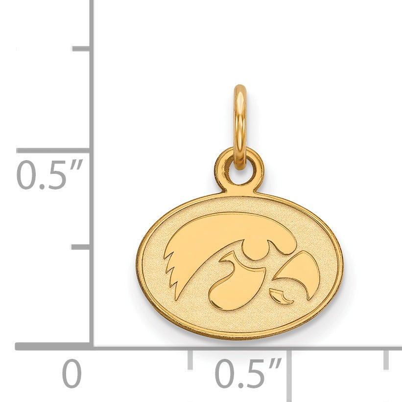 14K Yellow Gold Logoart University Of Iowa Hawk Extra Small Oval Pendant
