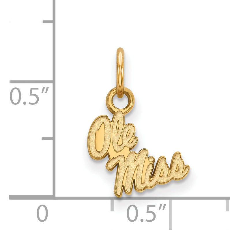 14K Yellow Gold Logoart University Of Mississippi Ole Miss Extra Small Pendant