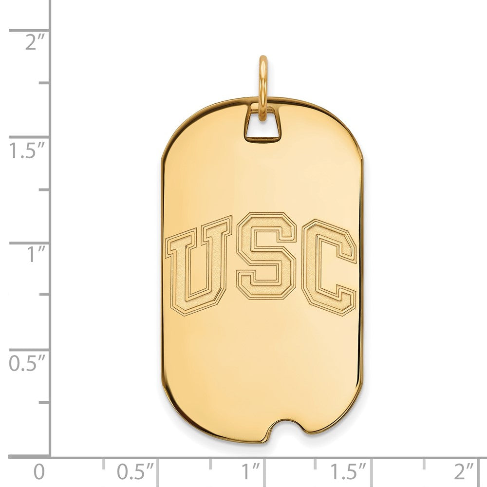 14K Yellow Gold University Of Southern California U S C Large Dog Tag Pendant