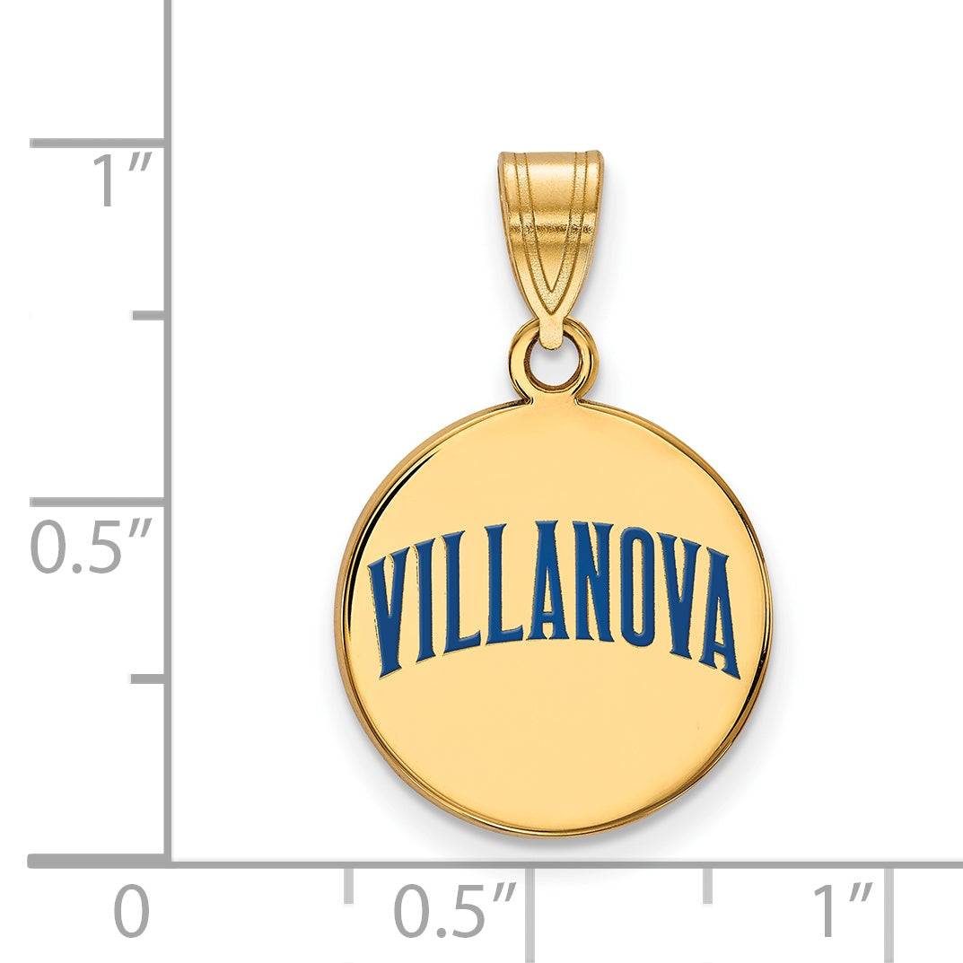 Gold Plated Sterling Silver Logoart Villanova University Medium Enameled Disc Pendant