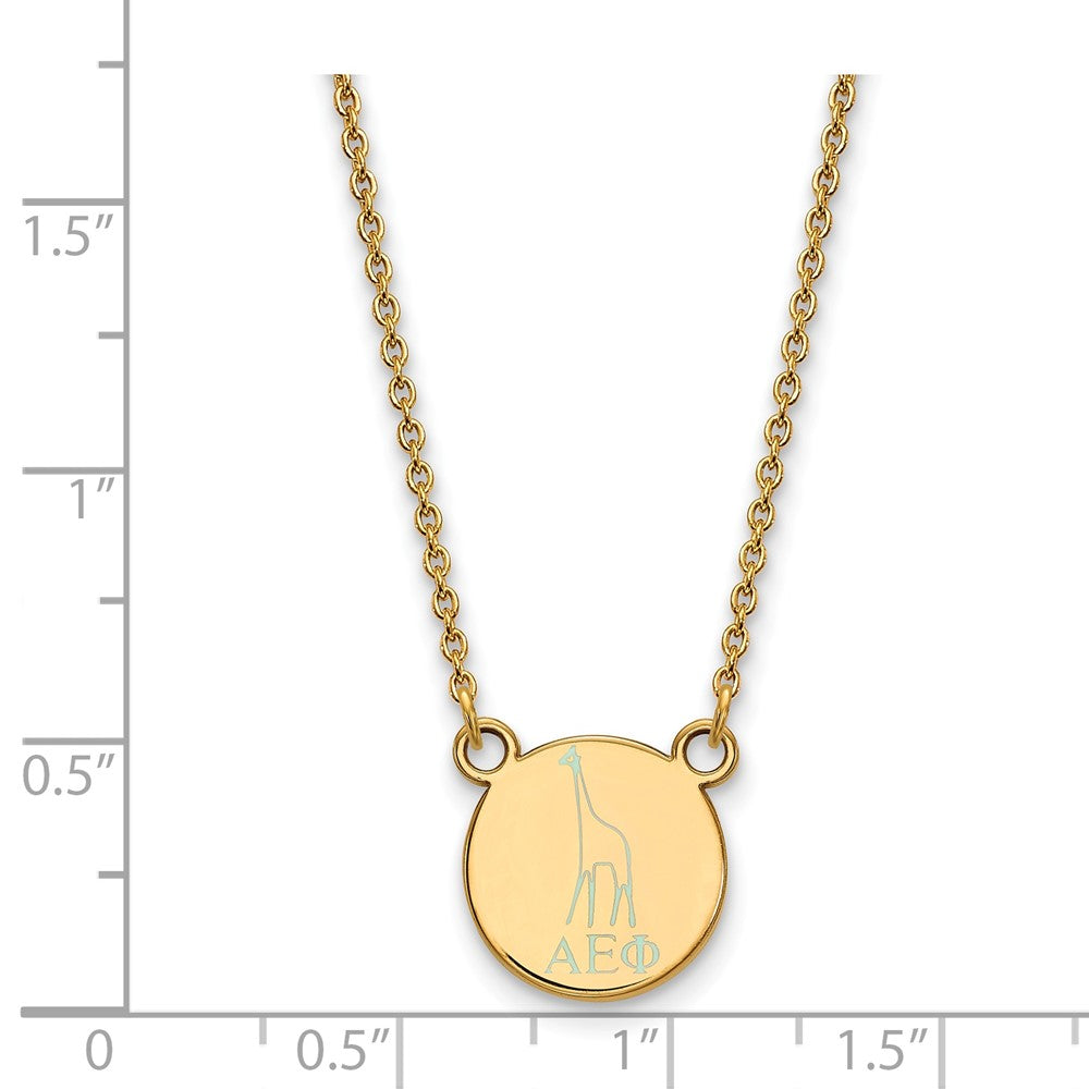 Gold Plated Sterling Silver Logoart Alpha Epsilon Phi Sorority Symbol Extra Small Color Enamel Pendant 18 Inch Necklace