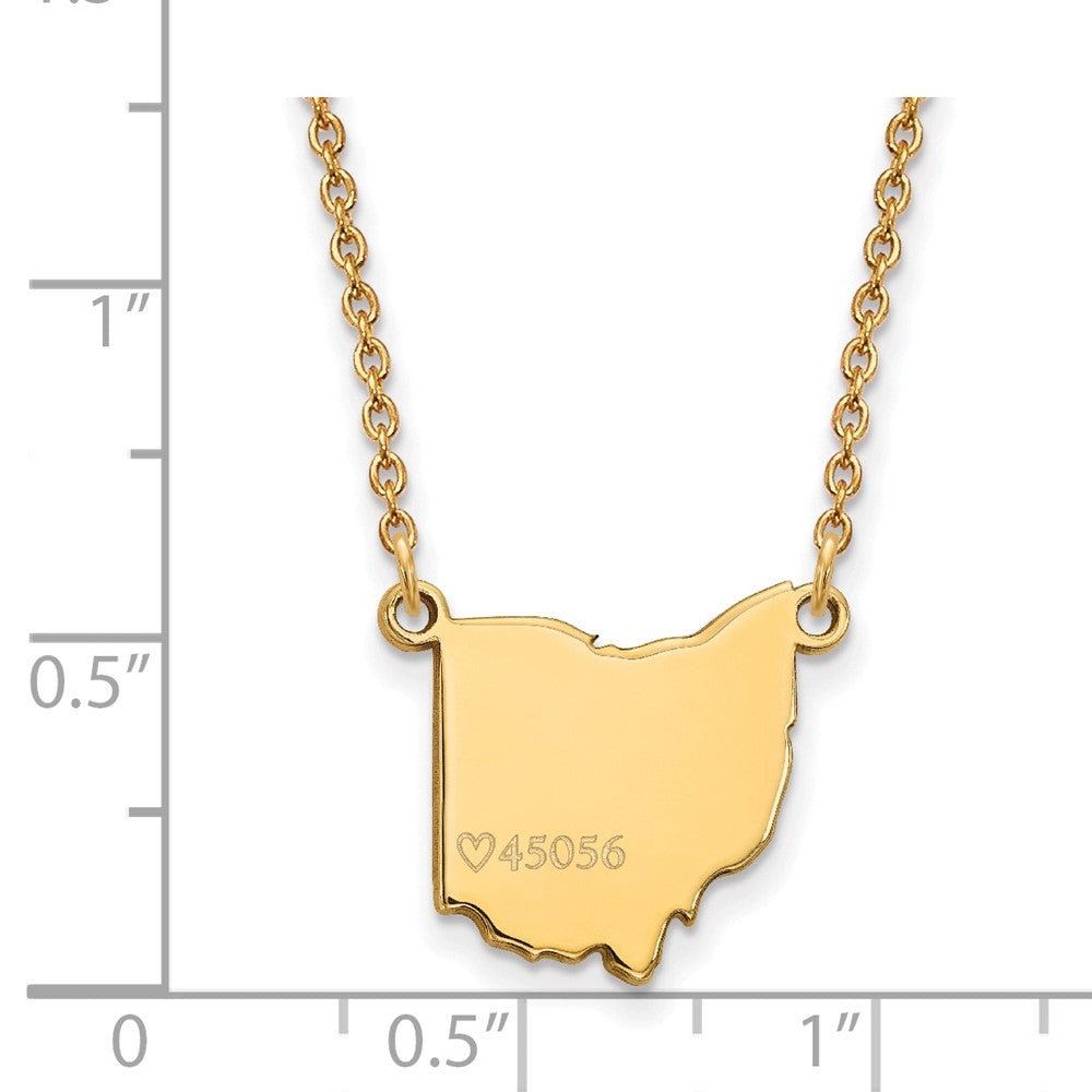 Gold Plated Sterling Silver Logoart Miami University Ohio Shape Zip Code Pendant 18 Inch Necklace