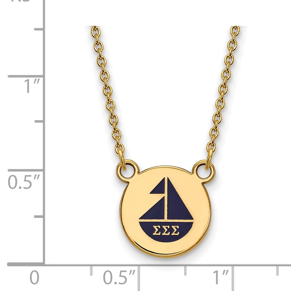 Gold Plated Sterling Silver Logoart Sigma Sorority Symbol Small Color Enamel Pendant 18 Inch Necklace