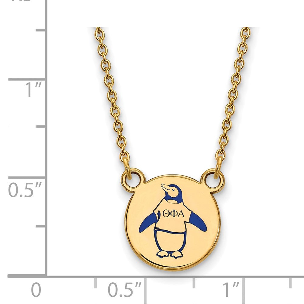 Gold Plated Sterling Silver Logoart Theta Phi Alpha Sorority Symbol Small Color Enamel Pendant 18 Inch Necklace