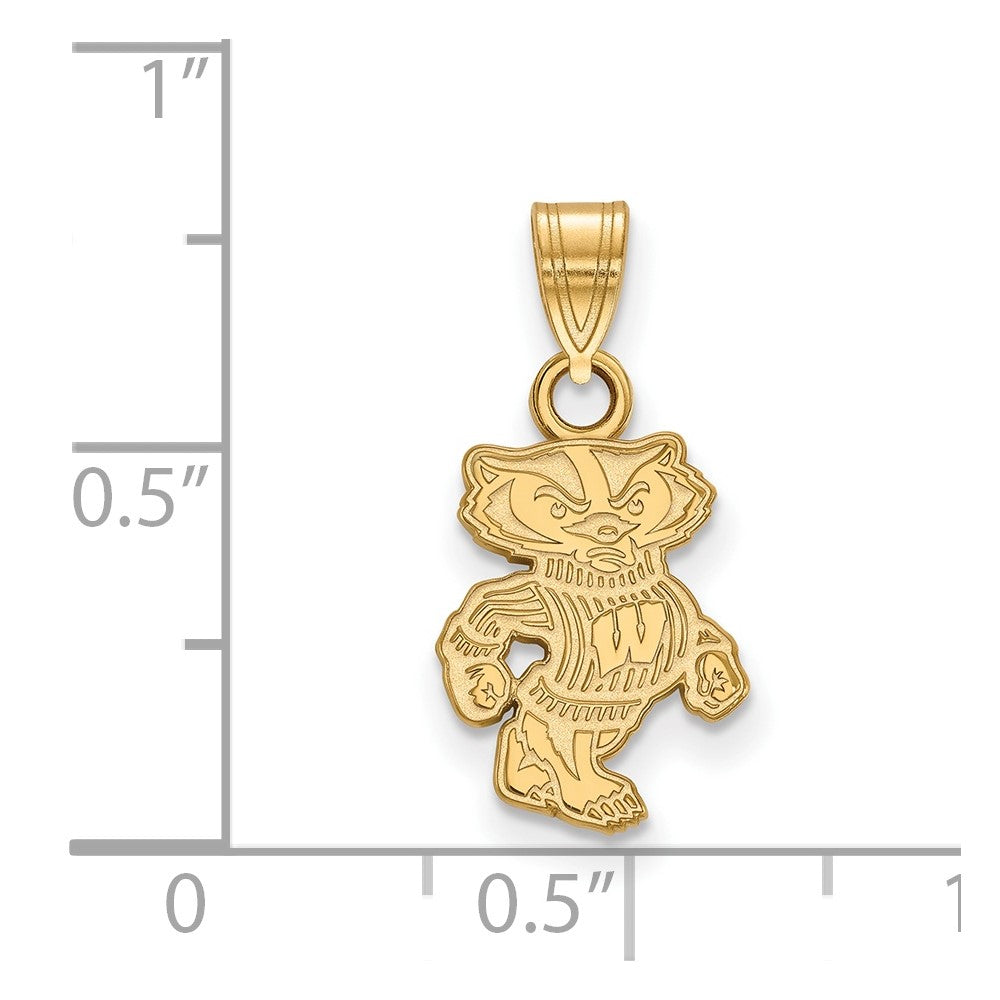 Gold Plated Sterling Silver Logoart University Of Wisconsin Badger Small Pendant