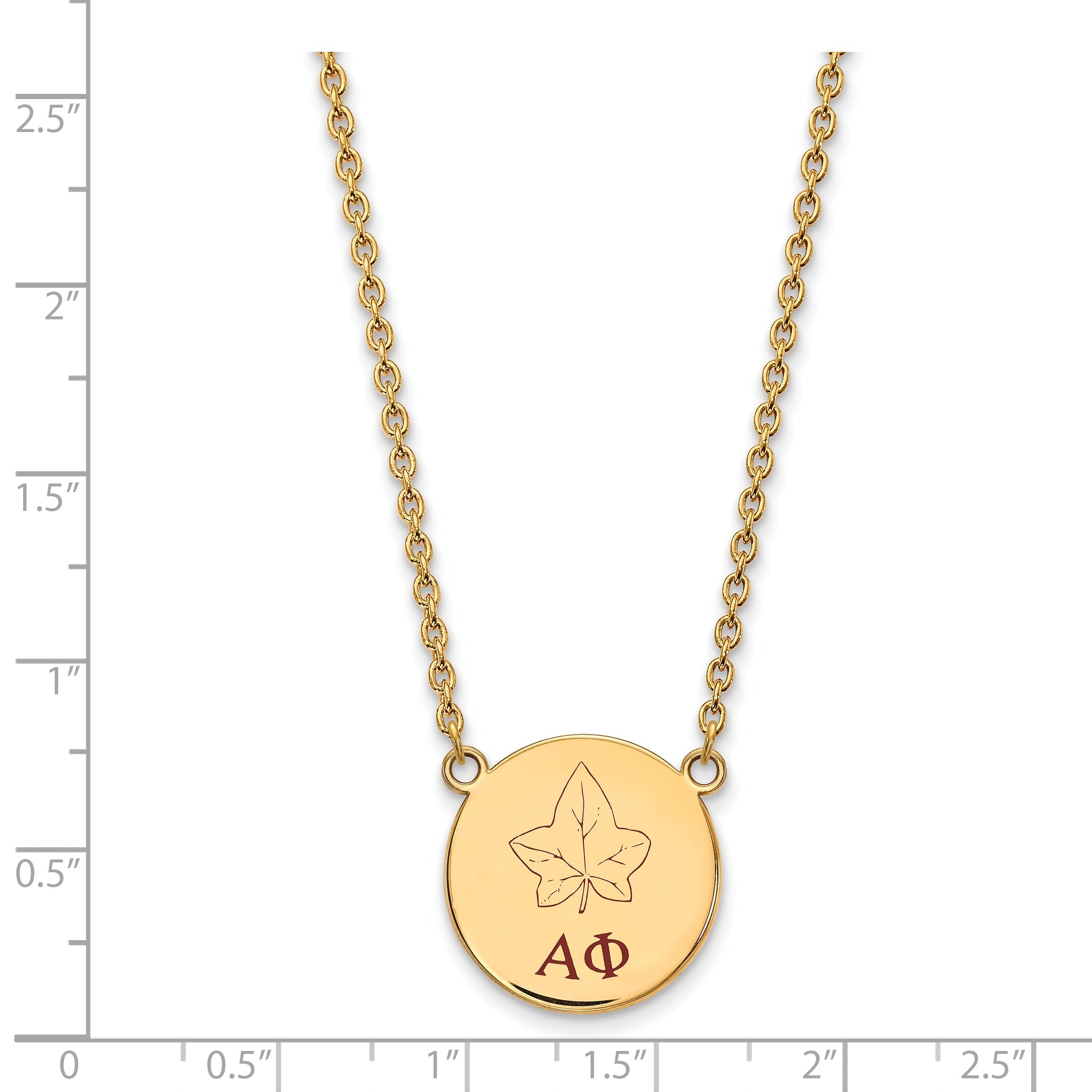 Gold Plated Sterling Silver Logoart Alpha Phi Sorority Symbol Large Color Enamel Pendant 18 Inch Necklace