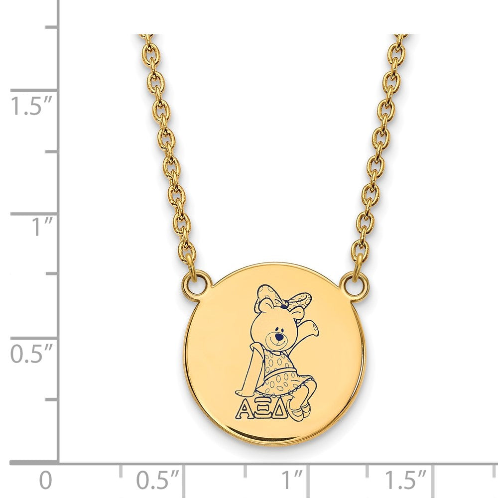 Gold Plated Sterling Silver Logoart Alpha Xi Delta Sorority Symbol Large Color Enamel Pendant 18 Inch Necklace