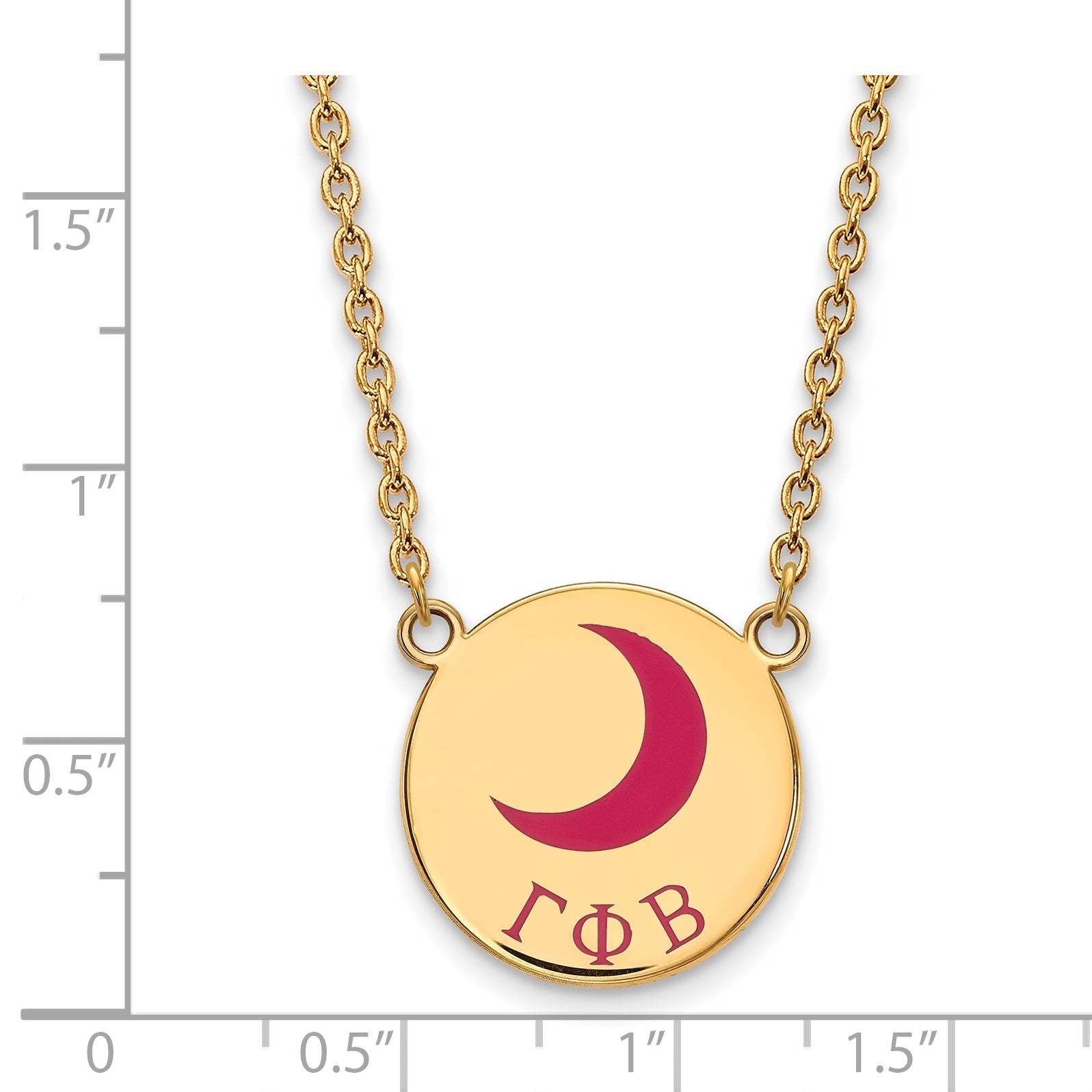 Gold Plated Sterling Silver Logoart Gamma Phi Beta Sorority Symbol Large Color Enamel Pendant 18 Inch Necklace
