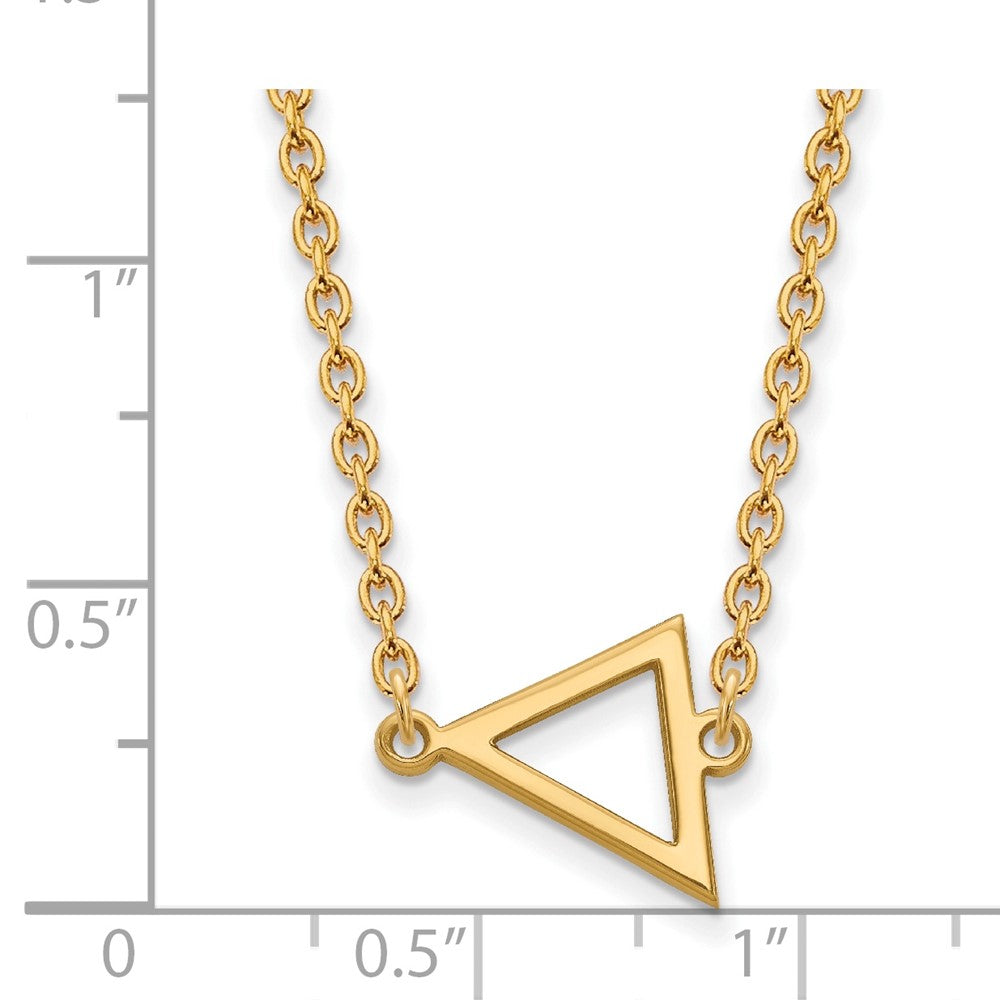 Gold Plated Sterling Silver Logoart Miami University Ohio Small Triangle Pendant 18 Inch Necklace