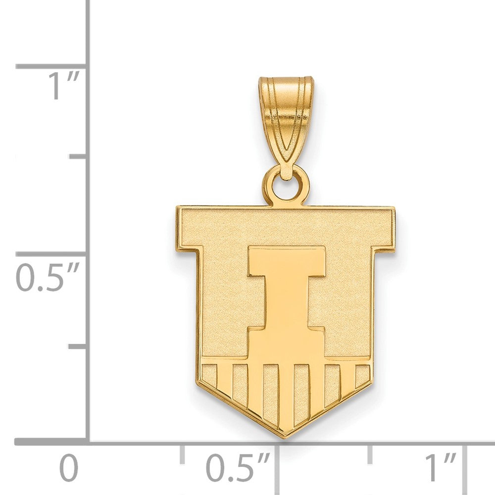 Gold Plated Sterling Silver Logoart University Of Illinois Victory Badge Medium Pendant