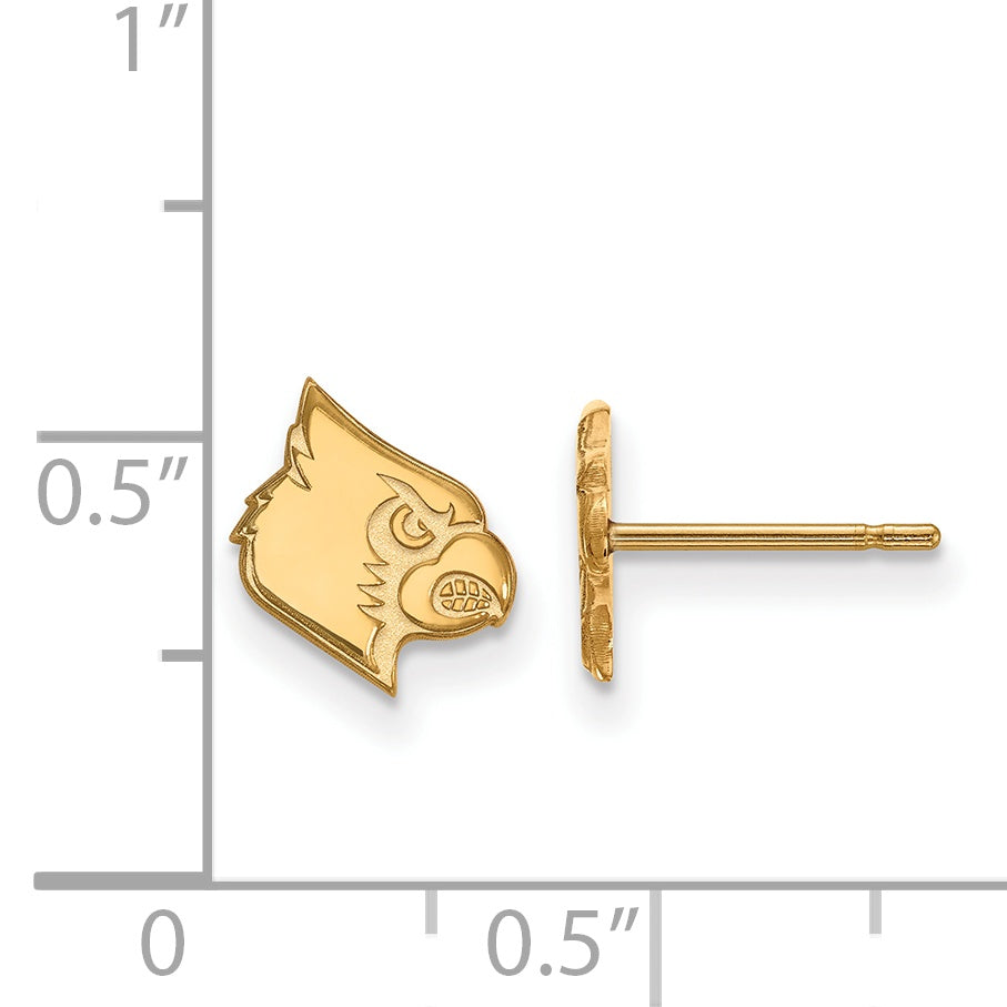 Gold Plated Sterling Silver Logoart University Of Louisville Cardinal Extra Small Post Earrings