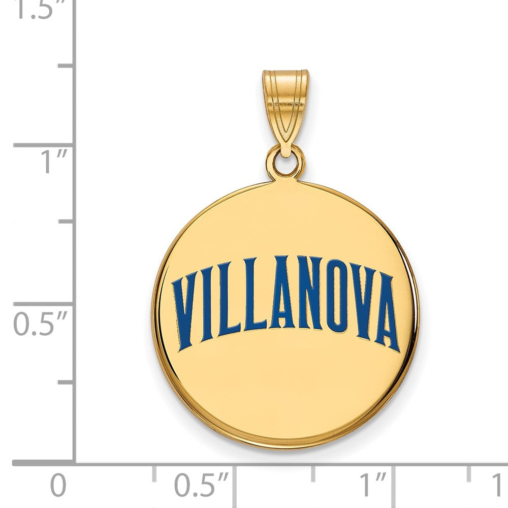 Gold Plated Sterling Silver Logoart Villanova University Large Enameled Disc Pendant