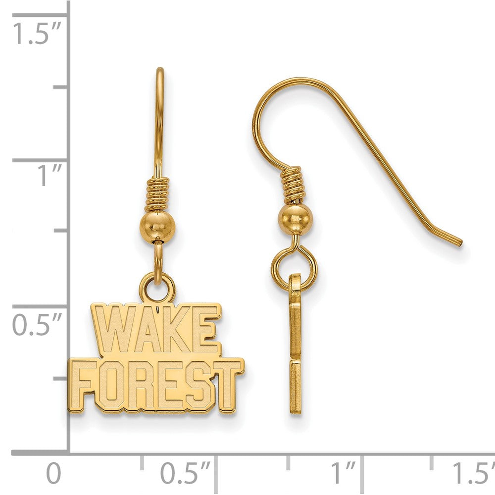 Gold Plated Sterling Silver Logoart Wake Forest University W F Extra Small Dangle Wire Earrings
