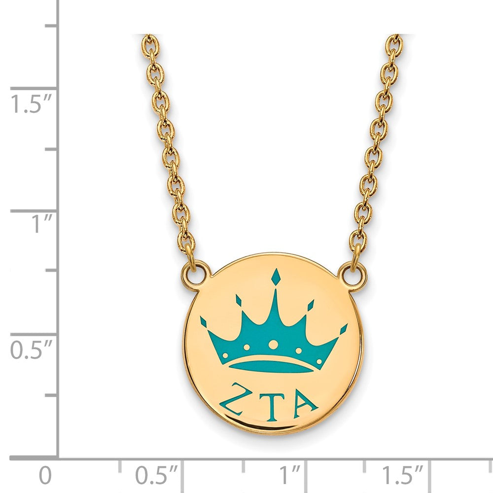 Gold Plated Sterling Silver Logoart Zeta Tau Alpha Sorority Symbol Small Color Enamel Pendant 18 Inch Necklace