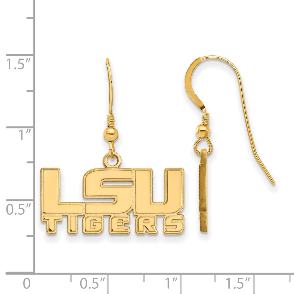 Gold Plated Sterling Silver Logoart Louisiana State University L S U Tigers Small Dangle Wire Earrings