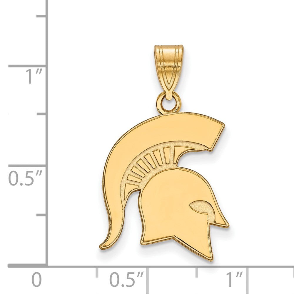 Gold Plated Sterling Silver Logoart Michigan State University Spartan Large Pendant