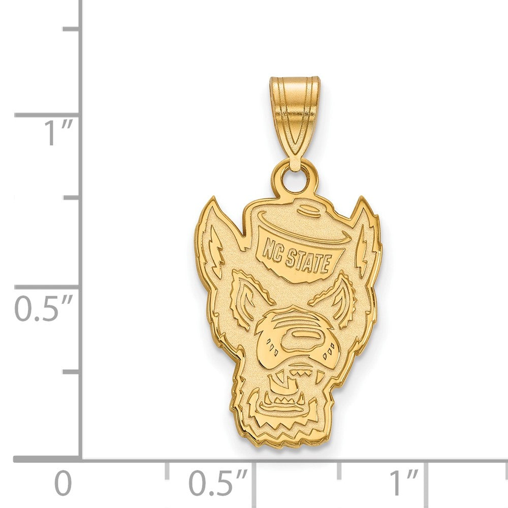 10K Yellow Gold Logoart North Carolina State University Wolf Large Pendant