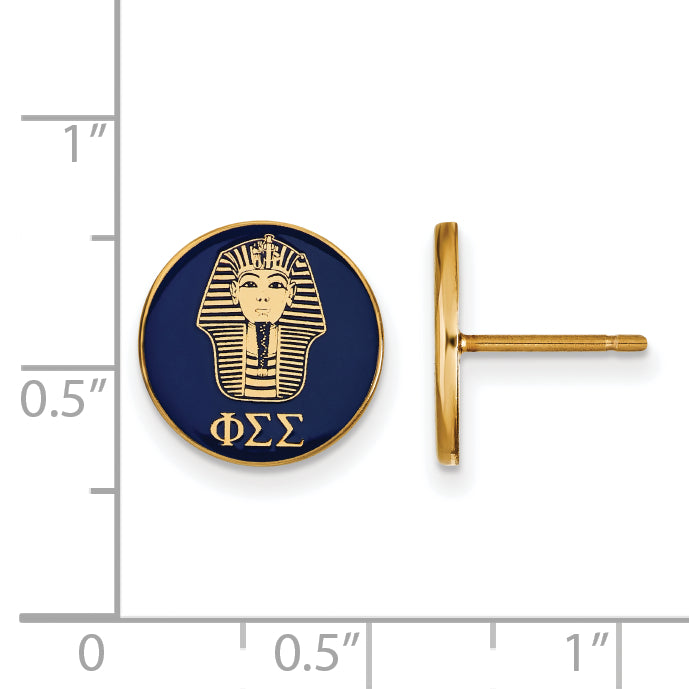 Gold Plated Sterling Silver Logoart Phi Sigma Sorority Symbol Color Enamel Post Earrings