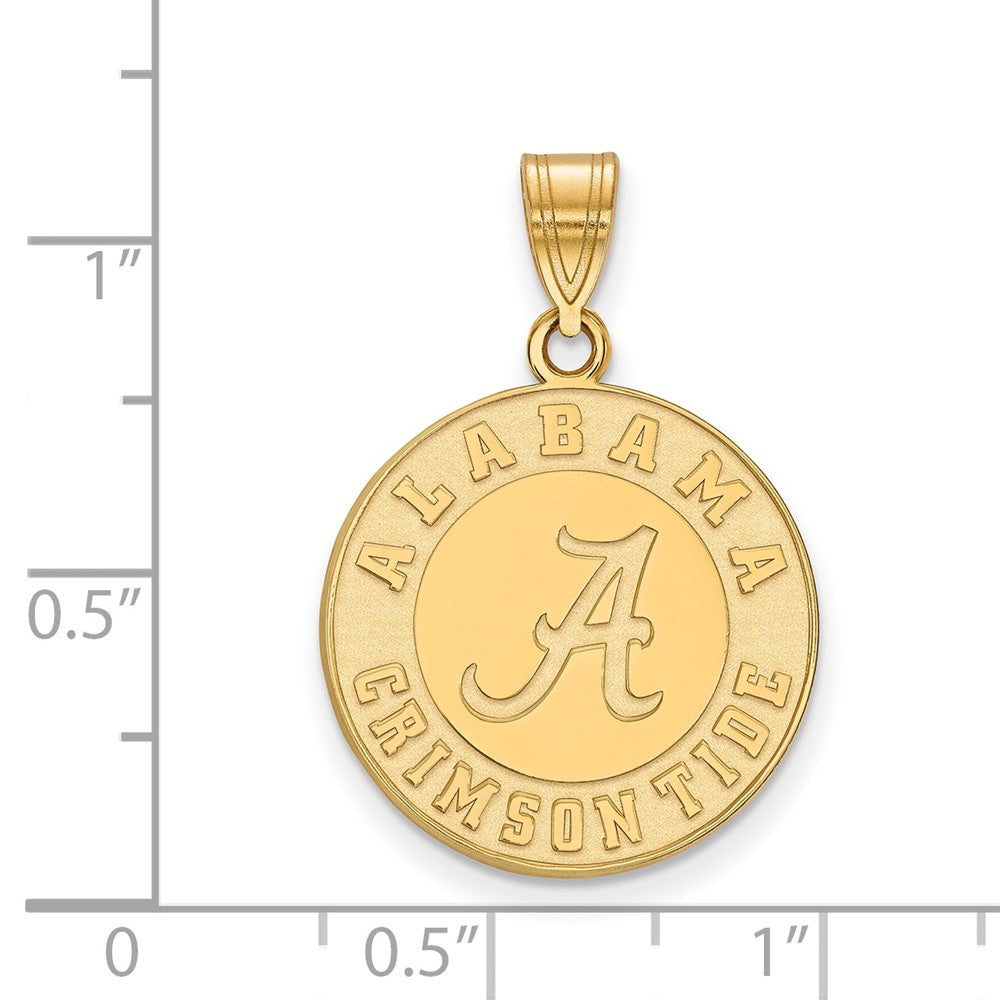Gold Plated Sterling Silver Logoart University Of Alabama Crimson Tide Large Disc Pendant