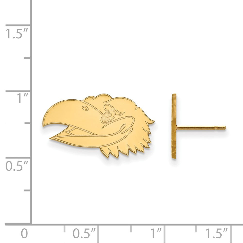 10K Yellow Gold Logoart University Of Kansas Jayhawk Small Post Earrings