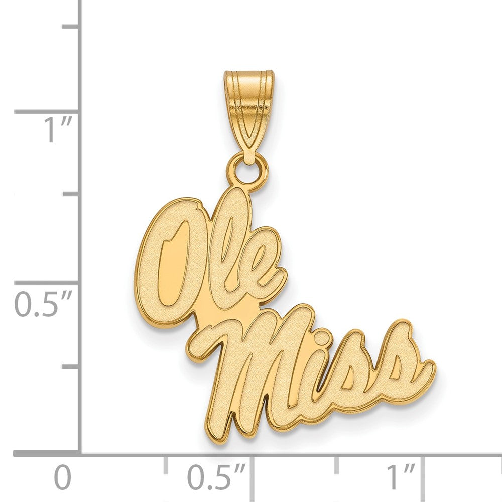10K Yellow Gold Logoart University Of Mississippi Ole Miss Large Pendant