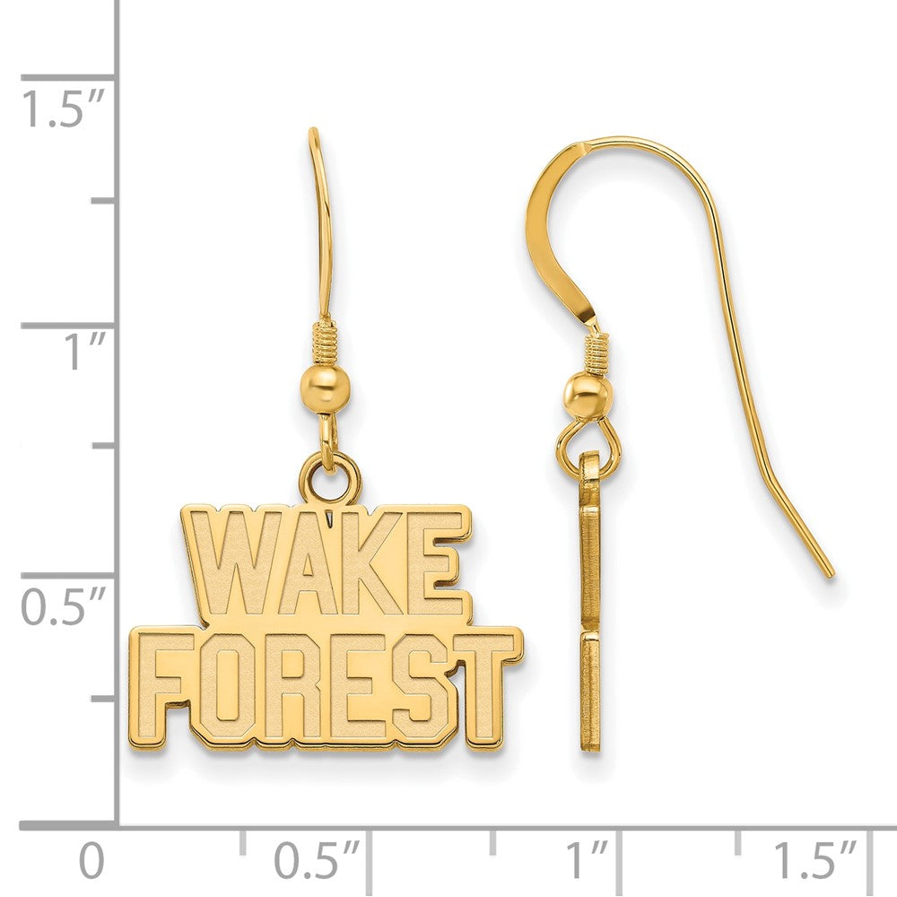 Gold Plated Sterling Silver Logoart Wake Forest University W F Small Dangle Wire Earrings