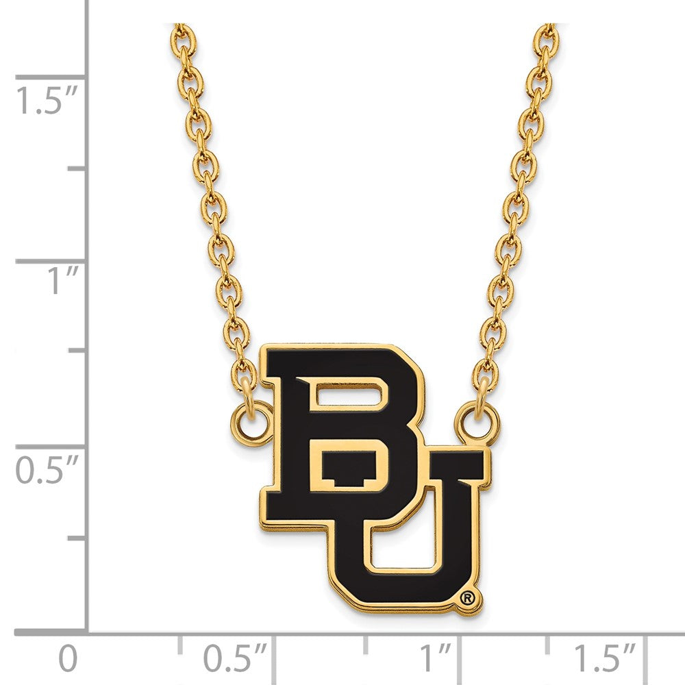 Gold Plated Sterling Silver Logoart Baylor University Bears Large Enameled Pendant 18 Inch Necklace