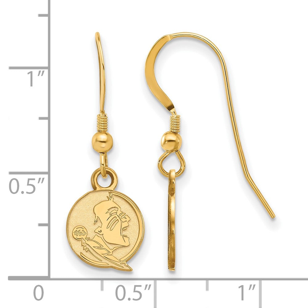 Gold Plated Sterling Silver Logoart Florida State University Seminole Extra Small Dangle Wire Earrings