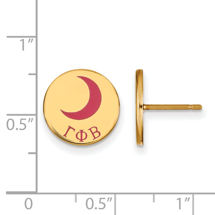 Gold Plated Sterling Silver Logoart Gamma Phi Beta Sorority Symbol Color Enamel Post Earrings