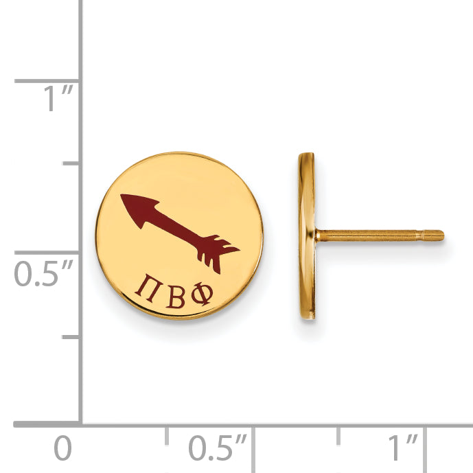 Gold Plated Sterling Silver Logoart Pi Beta Phi Sorority Symbol Color Enamel Post Earrings