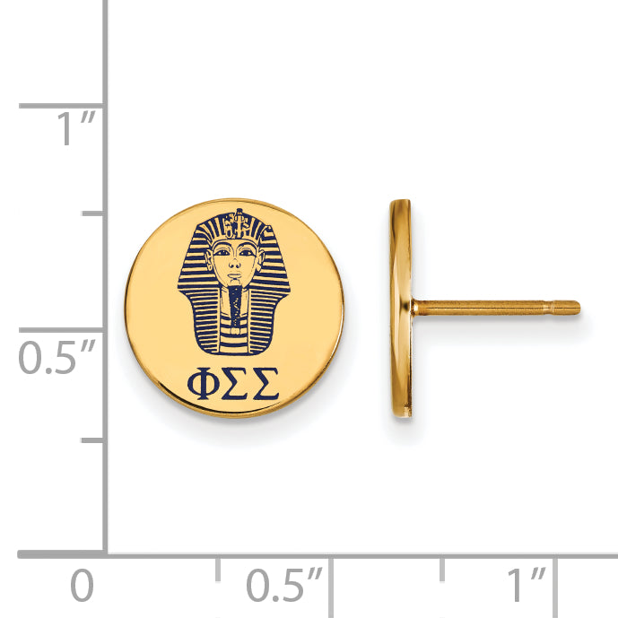 Gold Plated Sterling Silver Logoart Phi Sigma Sorority Symbol Color Enamel Post Earrings