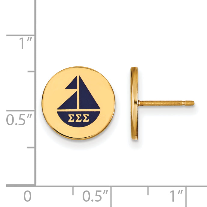 Gold Plated Sterling Silver Logoart Sigma Sorority Symbol Color Enamel Post Earrings