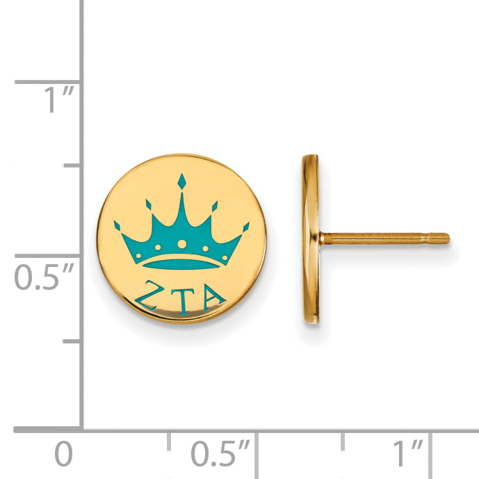 Gold Plated Sterling Silver Logoart Zeta Tau Alpha Sorority Symbol Color Enamel Post Earrings