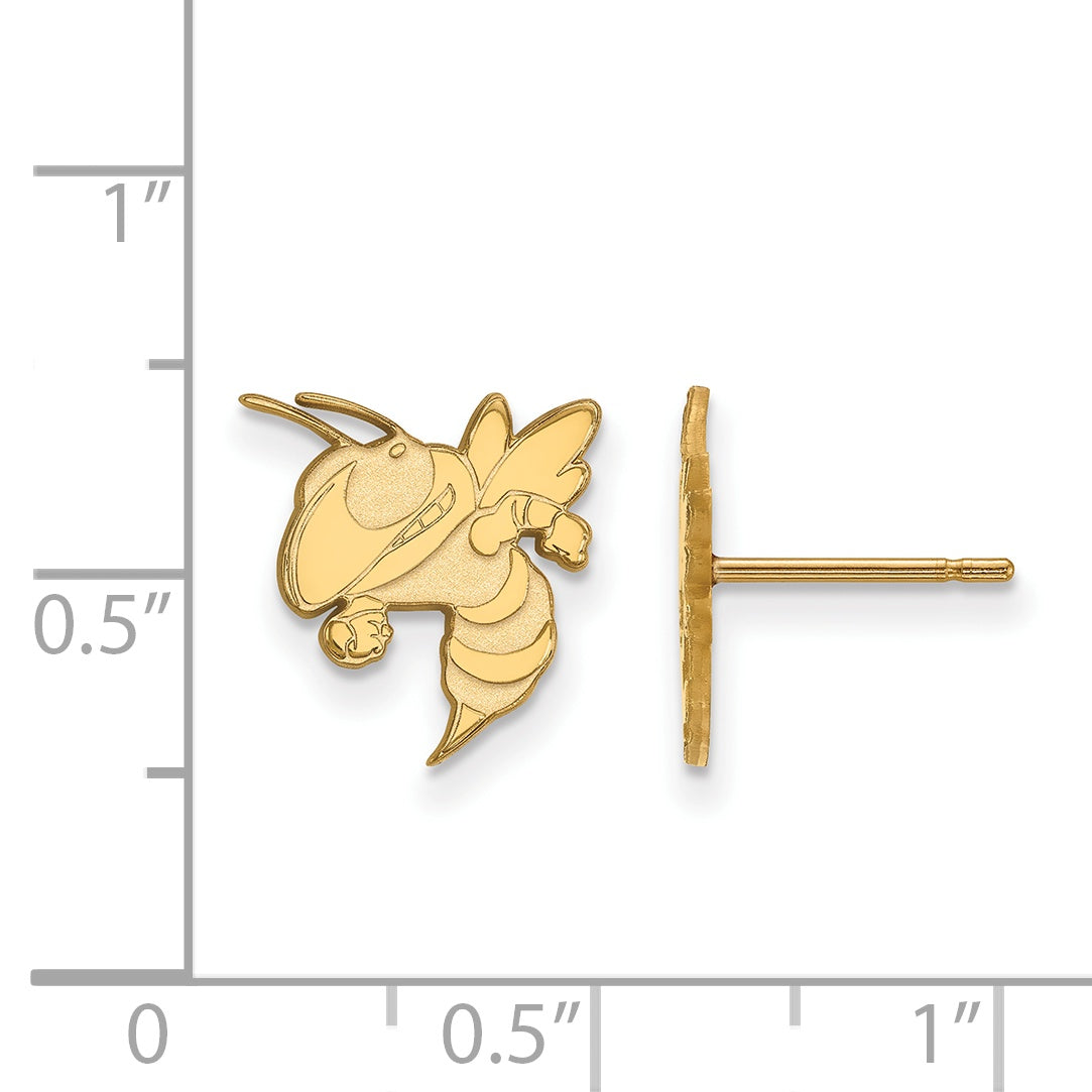 14K Yellow Gold Logoart Georgia Institute Of Technology Jacket Small Post Earrings