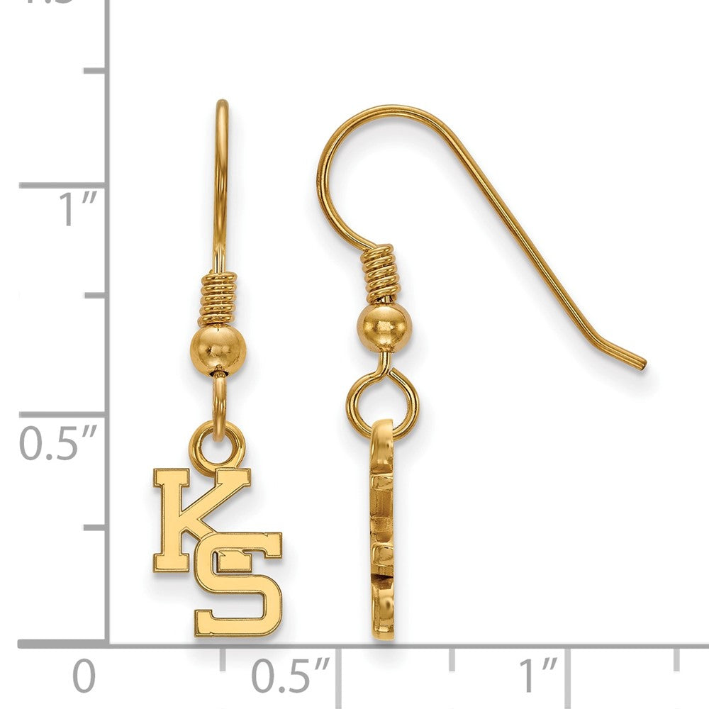 Gold Plated Sterling Silver Logoart Kansas State University K S Extra Small Dangle Wire Earrings