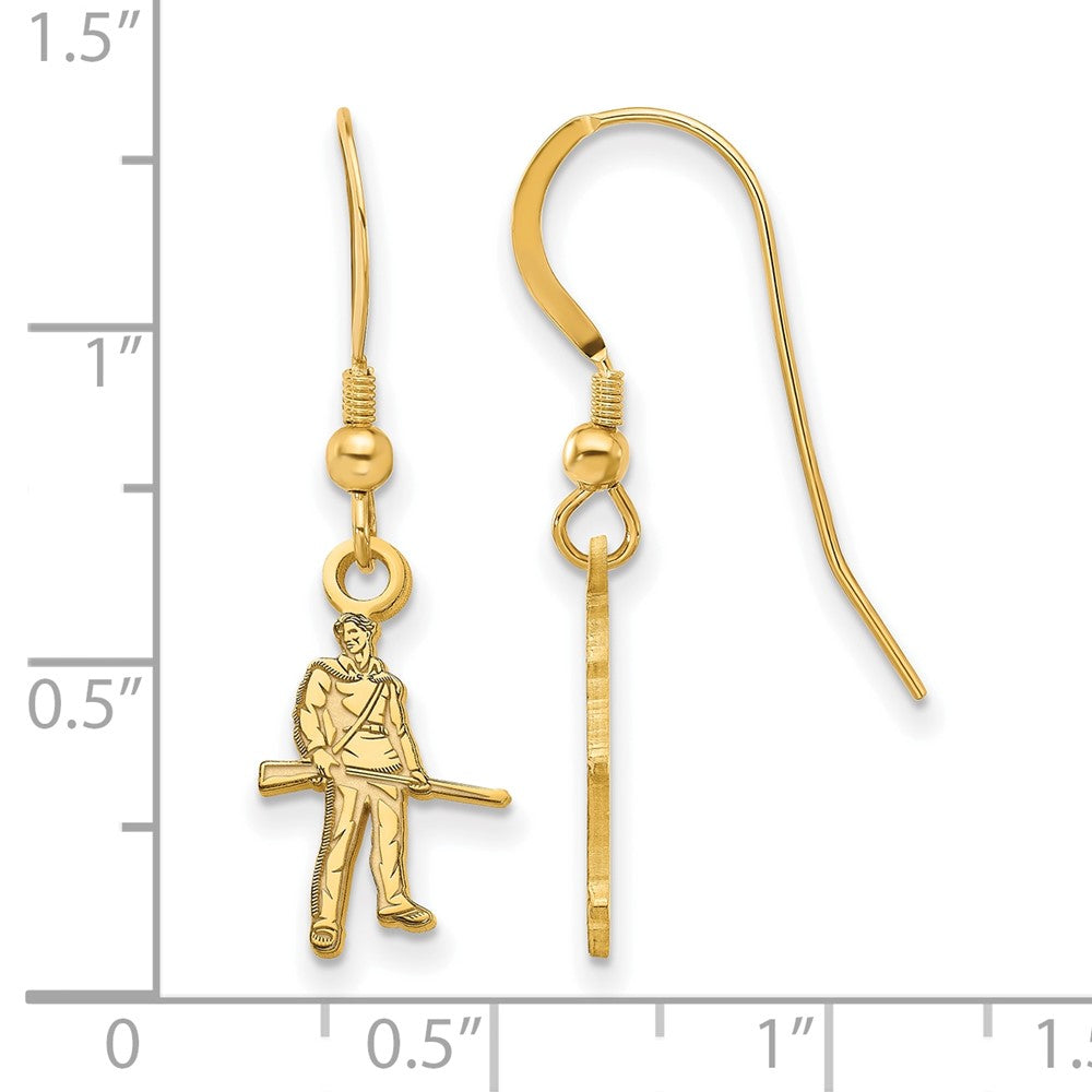 Gold Plated Sterling Silver Logoart West Virginia University Mountaineer Small Dangle Wire Earrings