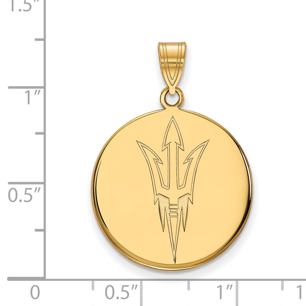 14K Yellow Gold Logoart Arizona State University Pitchfork Large Disc Pendant
