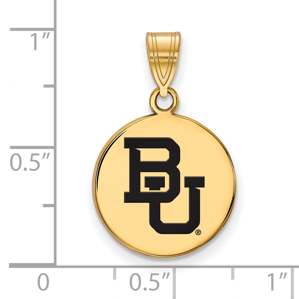 Gold Plated Sterling Silver Logoart Baylor University Bears Medium Enameled Disc Pendant