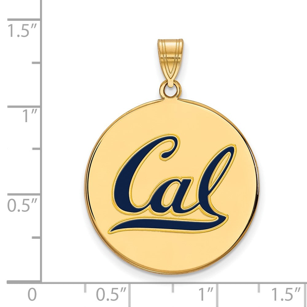 Gold Plated Sterling Silver Logoart University Of California Berkeley Extra Large Enameled Disc Pendant