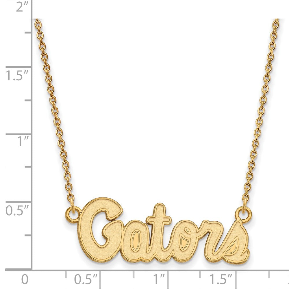 14K Yellow Gold Logoart University Of Florida Gators Script Small Pendant 18 Inch Necklace