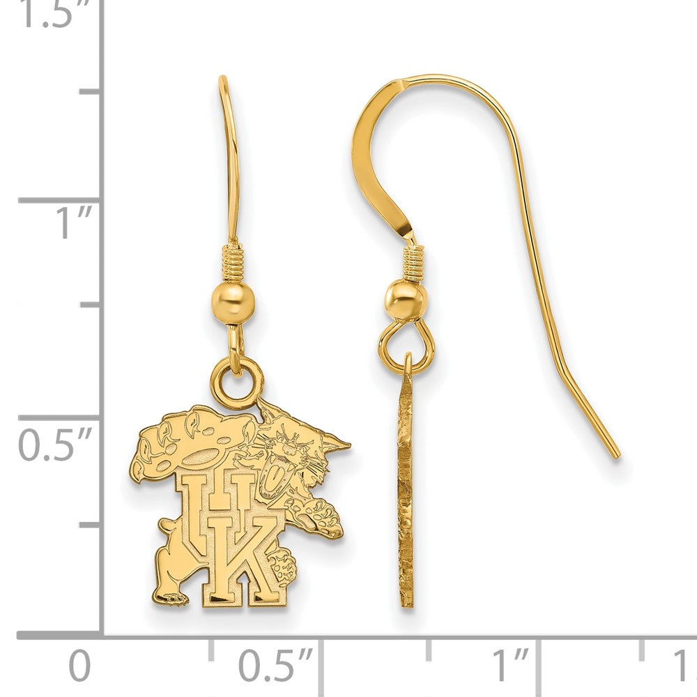 Gold Plated Sterling Silver Logoart University Of Kentucky U K Wildcat Small Dangle Wire Earrings