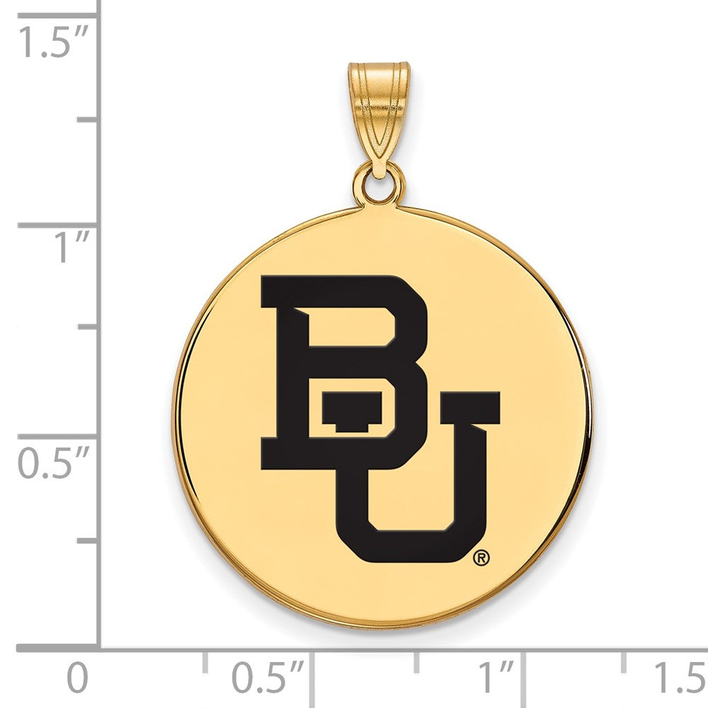 Gold Plated Sterling Silver Logoart Baylor University Bears Extra Large Enameled Disc Pendant