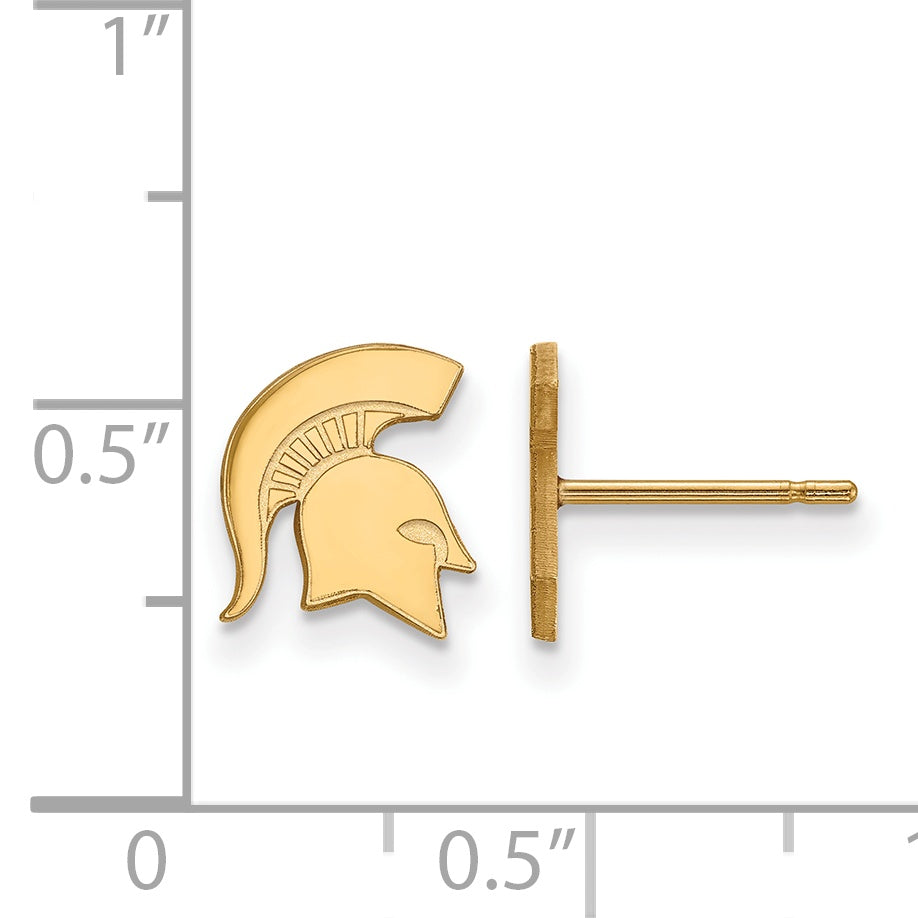 14K Yellow Gold Logoart Michigan State University Spartan Extra Small Post Earrings