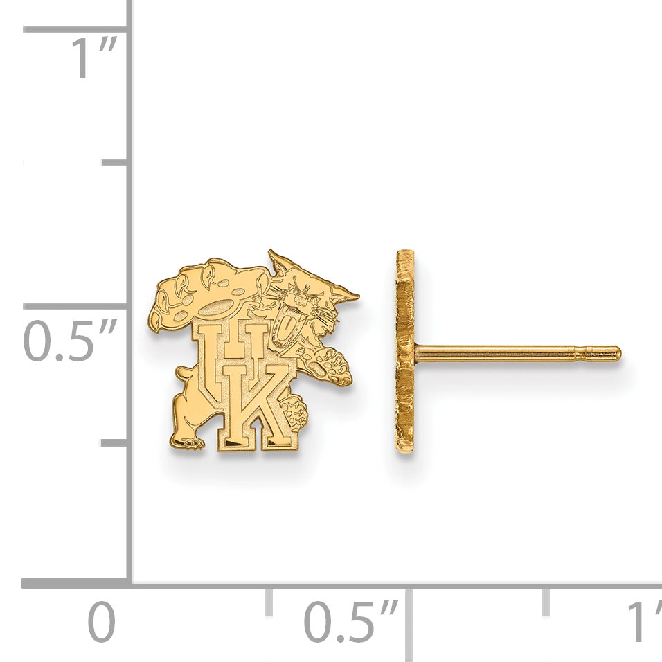Gold Plated Sterling Silver Logoart University Of Kentucky U K Wildcat Extra Small Post Earrings