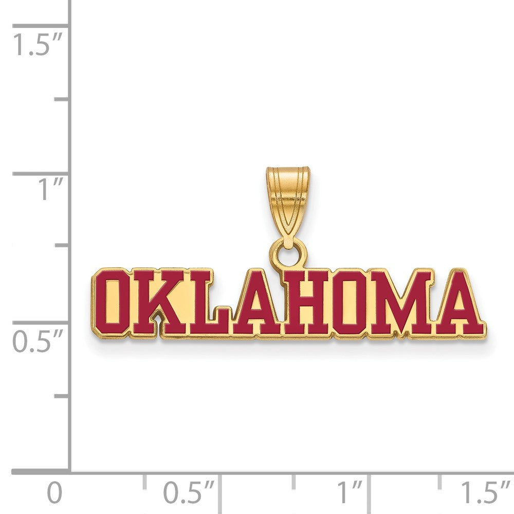 Gold Plated Sterling Silver Logoart University Of Oklahoma Large Enameled Pendant