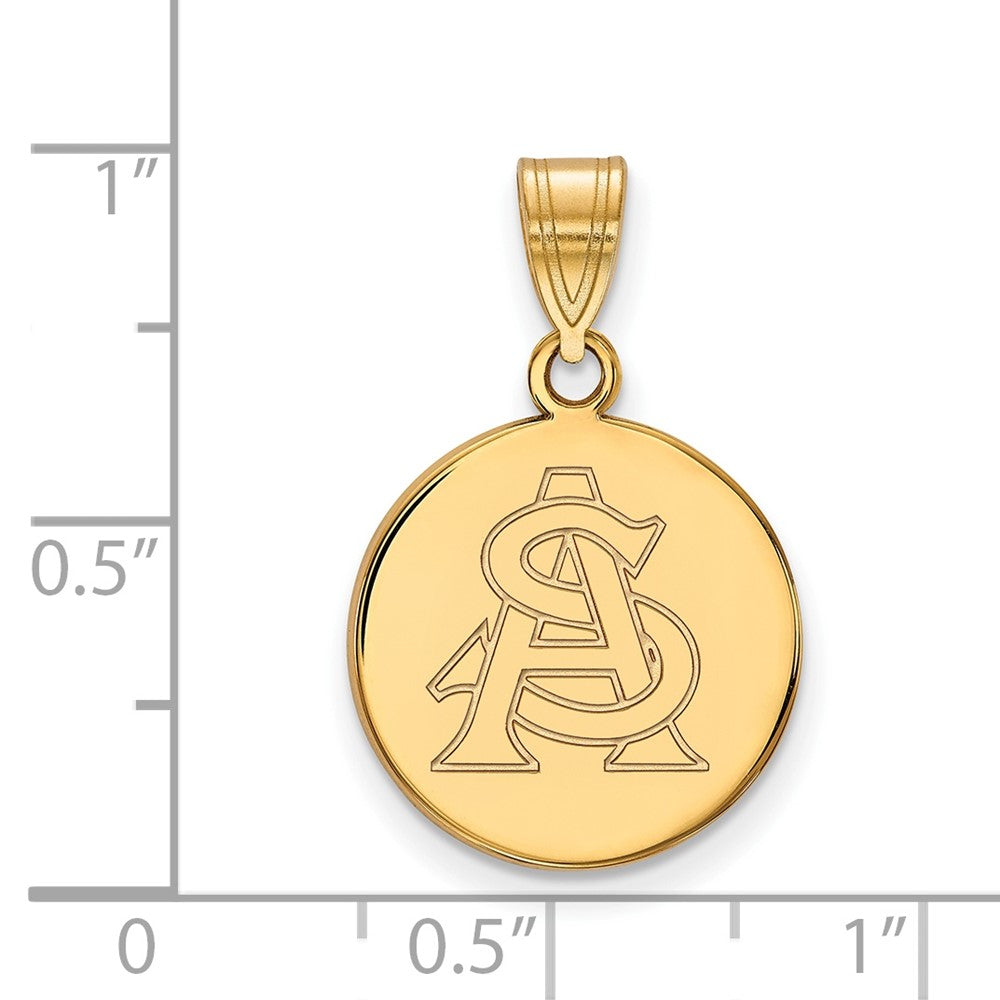 10K Yellow Gold Logoart Arizona State University A S Medium Disc Pendant