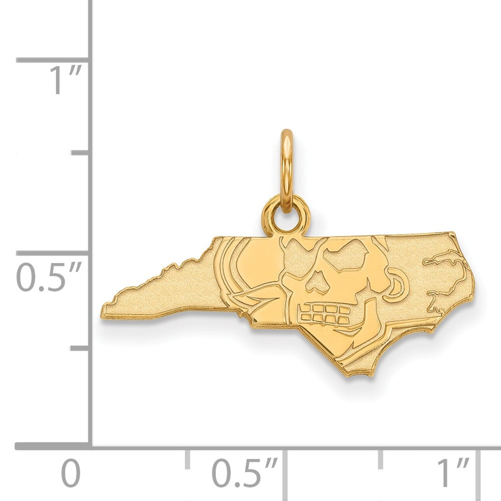 14K Yellow Gold Logoart East Carolina University Map Extra Small Pendant