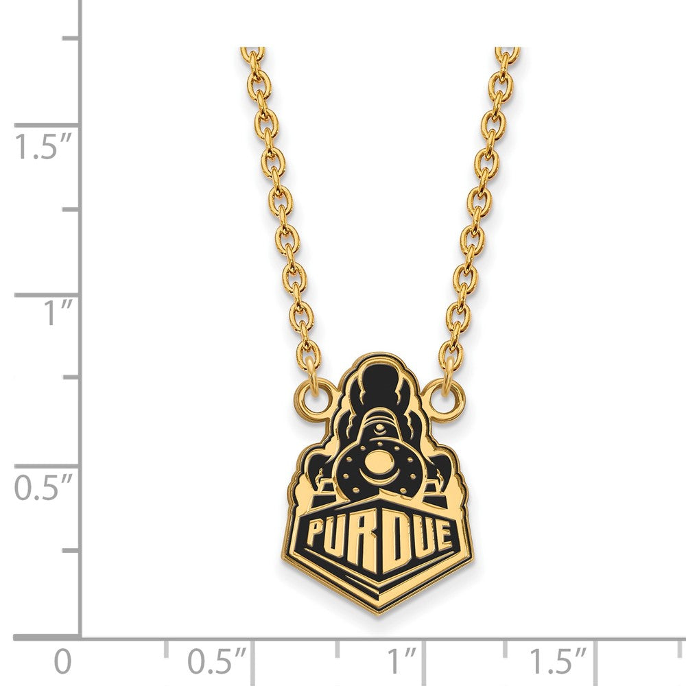 Gold Plated Sterling Silver Logoart Purdue University Boilermakers Train Logo Large Enameled Pendant 18 Inch Necklace